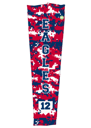 Digital camo design with text and home plate number