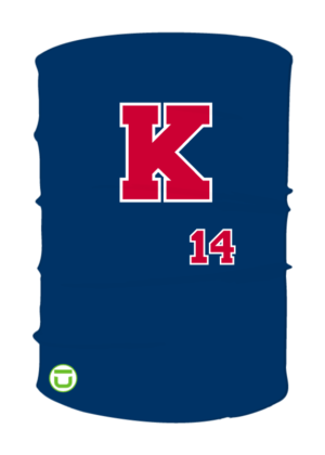 neck gaiter with logo and number
